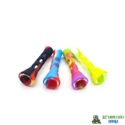 4" Flashlight Silicone Chillum with Glass Bowl